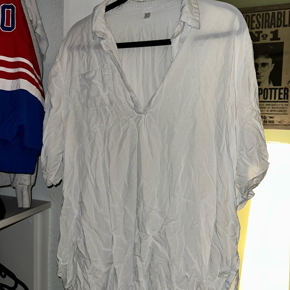 Women's White V-Neck Swim Cover Up Dress